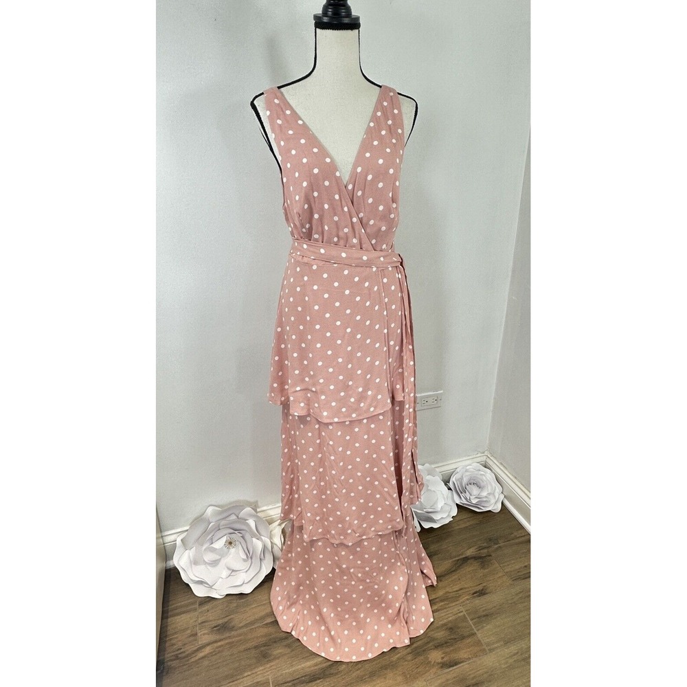 AFRM Blush Pink Polka Dot Maxi Dress